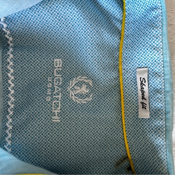 Bugatchi men’s Medium Uomo Ombre Blue Button up Shirt Long Sleeve Linen Blend - Picture 4 of 10